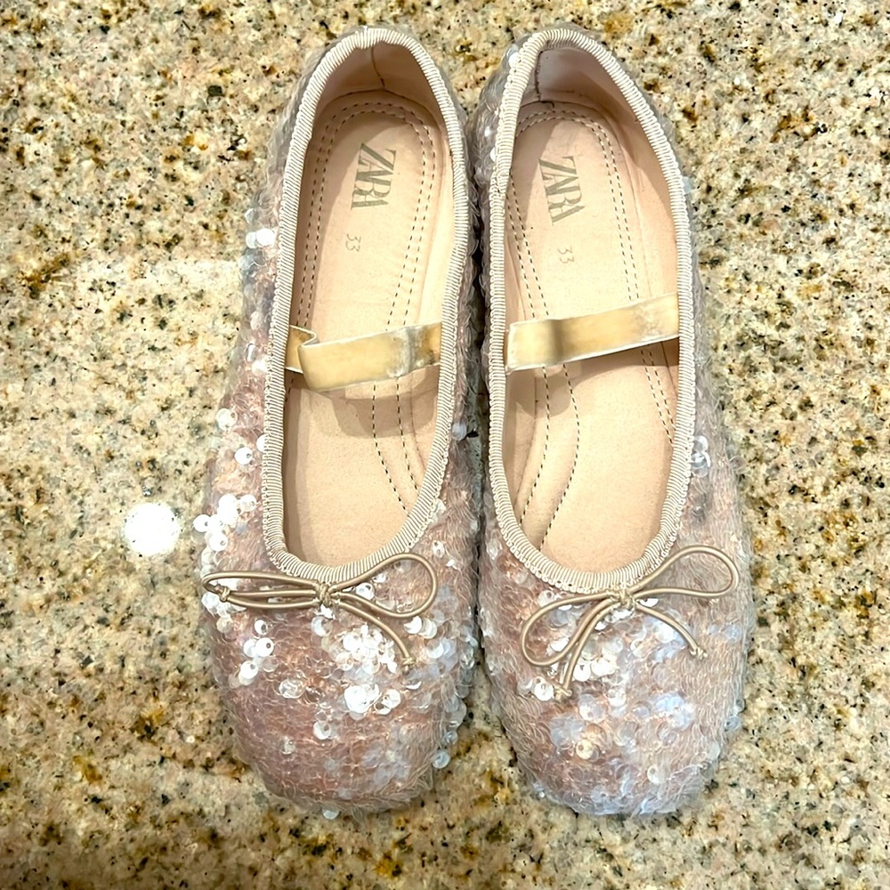 Girls Zara Ballerina Sequin Flats